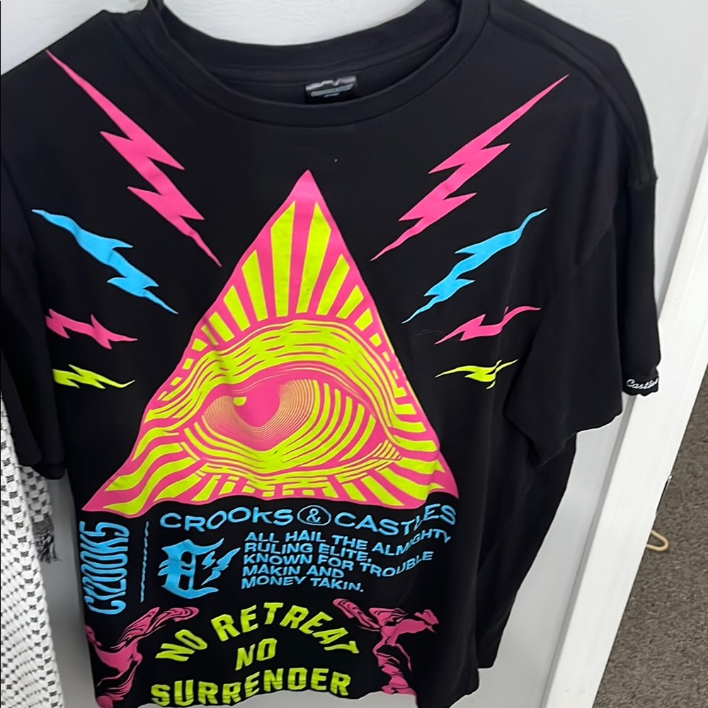 Black Graphic Tee with Neon Design